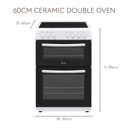 HE65DOMW 60cm Ceramic Double Oven Cookers Haden