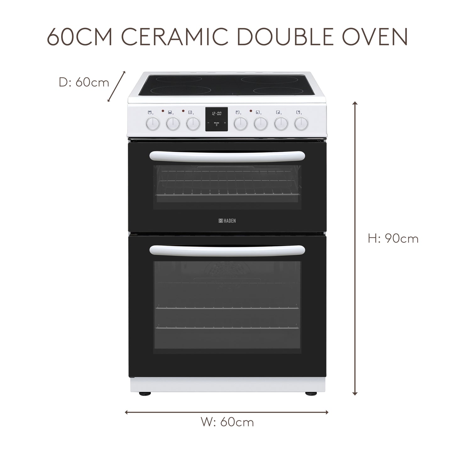 HE65DOPW 60cm Ceramic Double Oven Cookers Haden