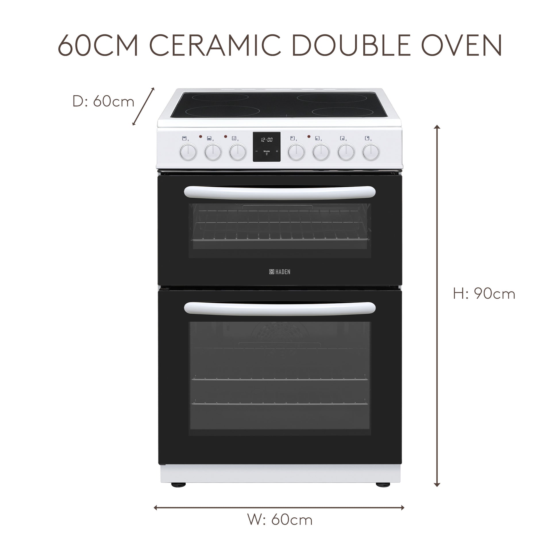 HE65DOPW 60cm Ceramic Double Oven Cookers Haden