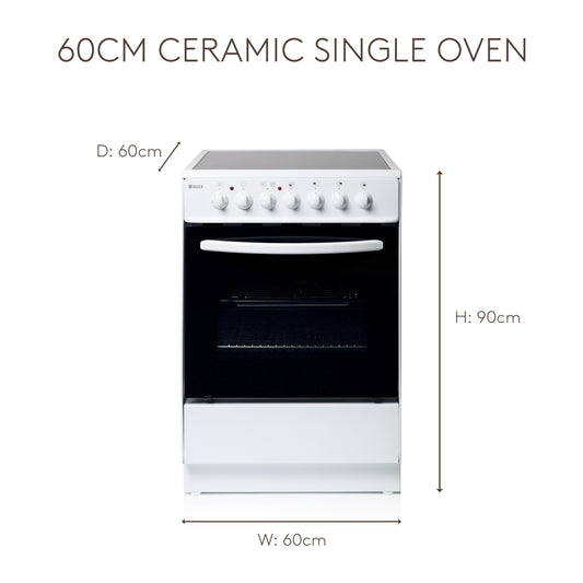 HEC60W 60cm Ceramic Single Oven Cookers Haden