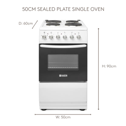 HES050W 50cm Sealed Plate Single Oven Cookers Haden
