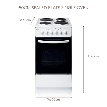 HES50W 50cm Sealed Plate Single Oven Cookers Haden