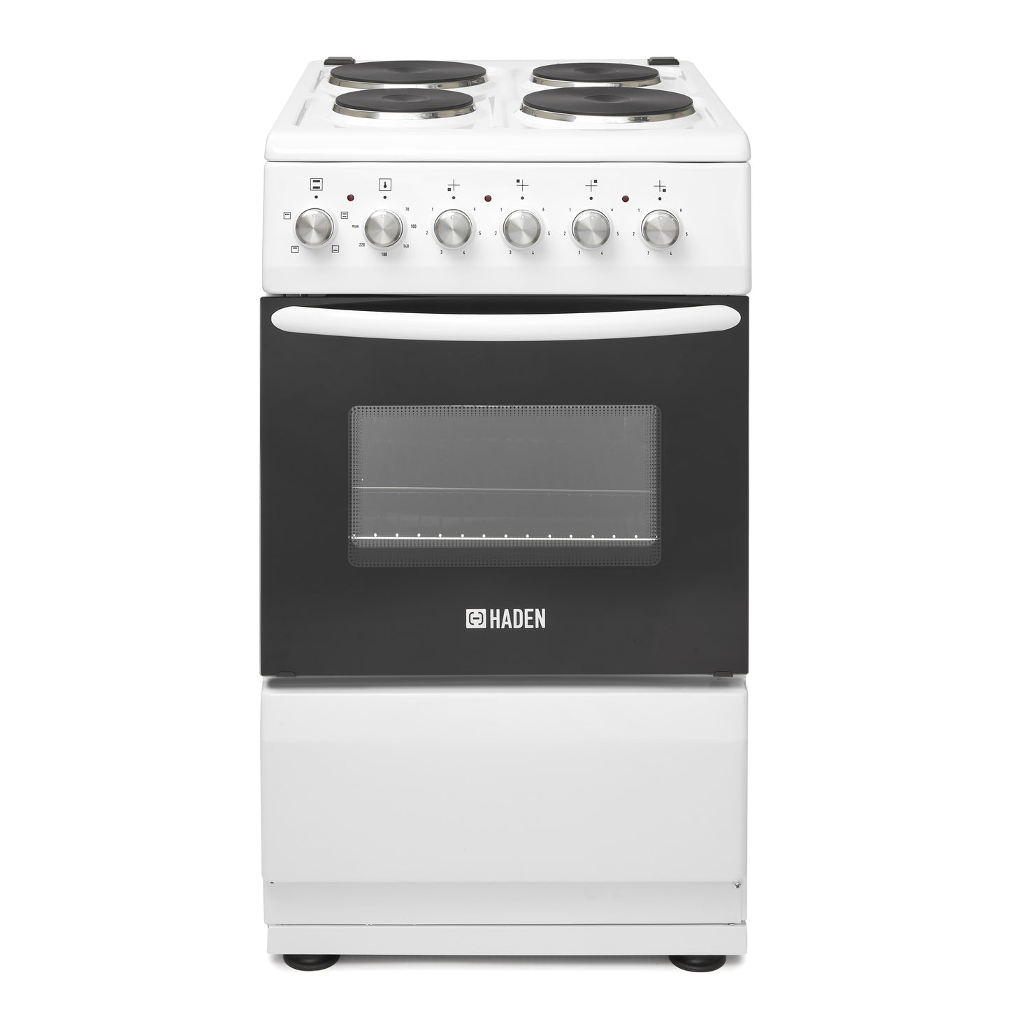HES050W – WHITE 50CM 52 LITRE ELECTRIC COOKER WITH SOLID PLATE HOB