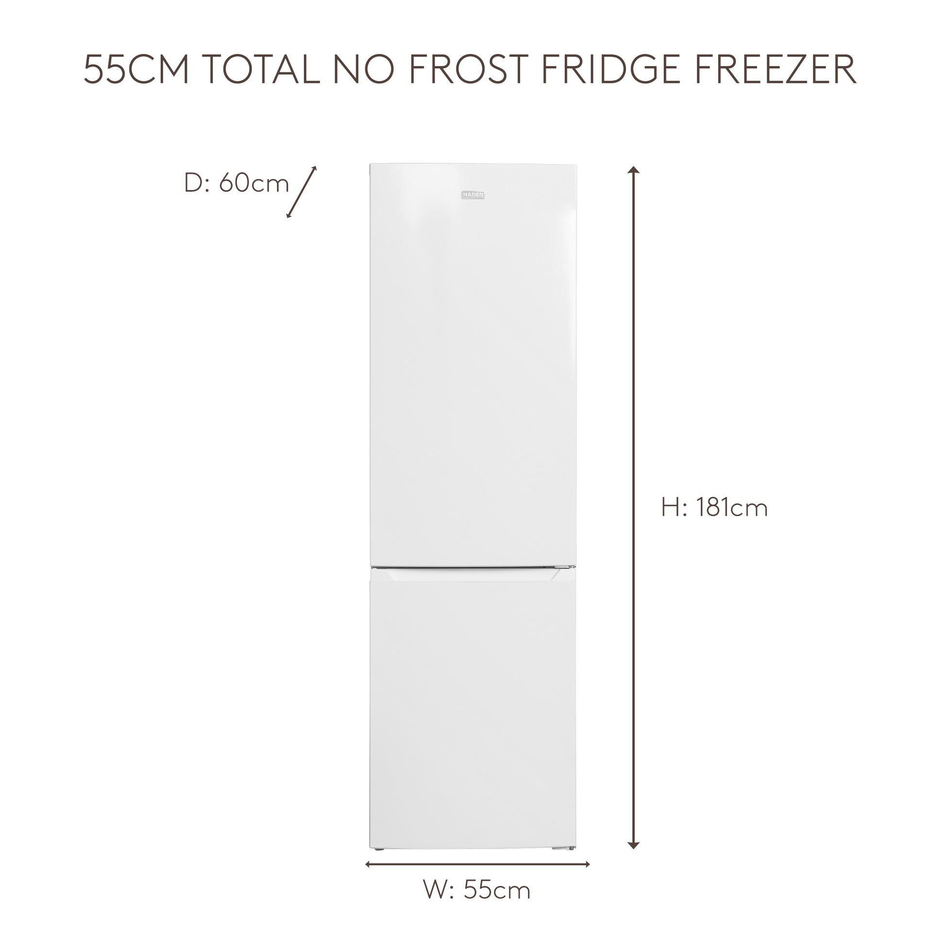 HFF253W 55cm Total No Frost Fridge Freezer Refrigerators Haden