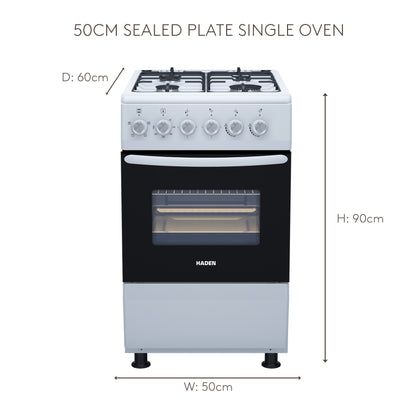 HG51SW 50cm Single Gas Oven Cookers Haden