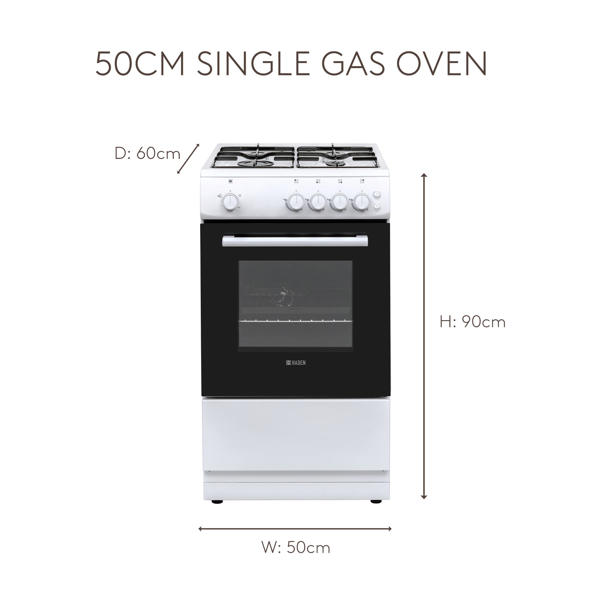 HG52SW 50cm Single Gas Oven Cookers Haden