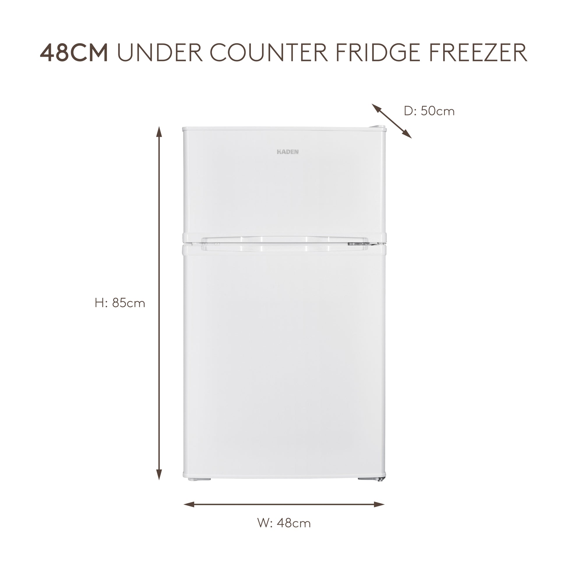HR115W-E 48cm Under Counter Fridge Freezer Refrigerators Haden