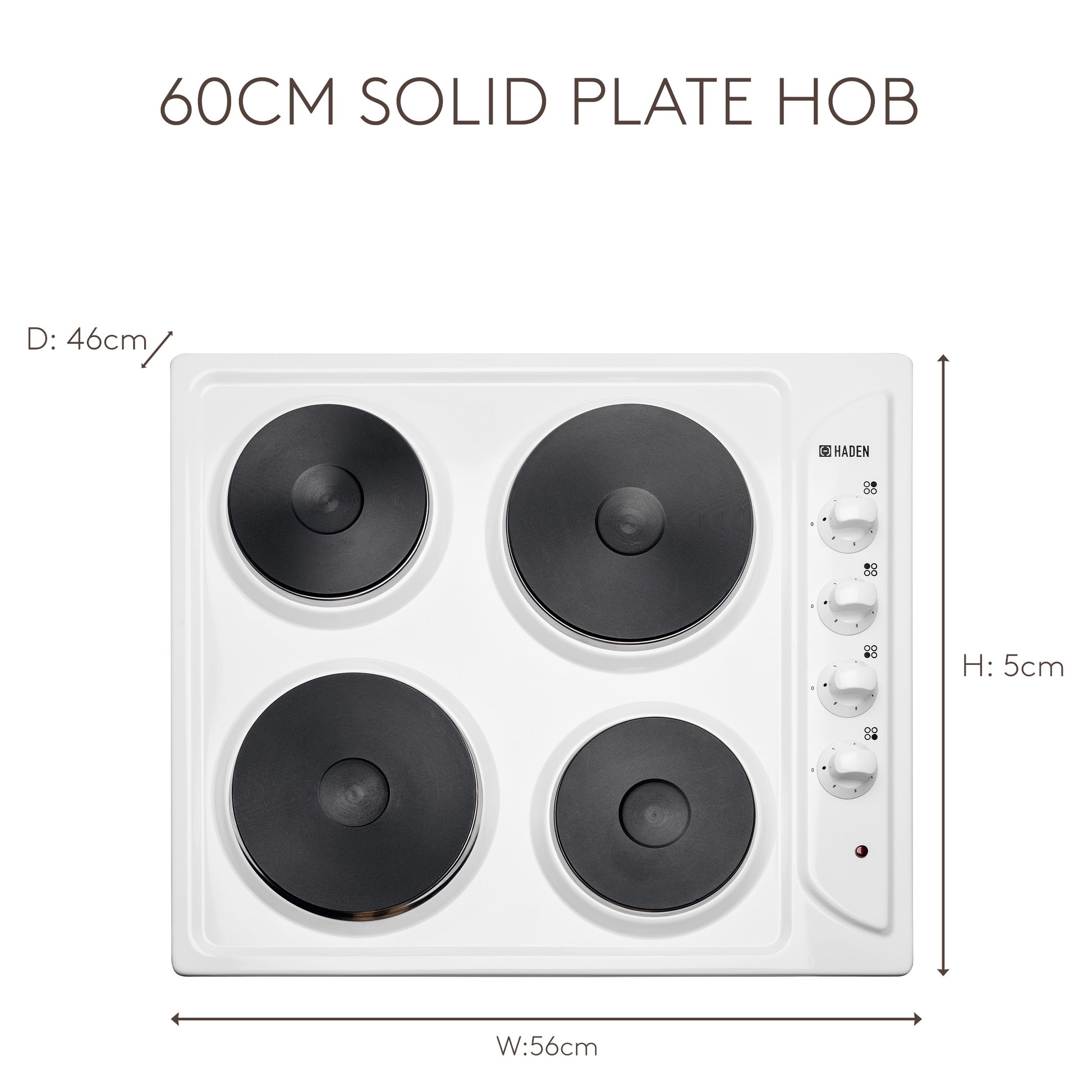 HSP60W 60cm Solid Plate Hob - White Hobs Haden