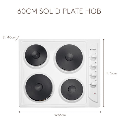 HSP60W 60cm Solid Plate Hob - White Hobs Haden