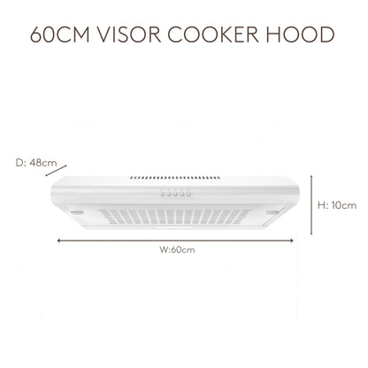 HVH60W-B 60cm Visor Cooker Hood - White cooker hood Haden