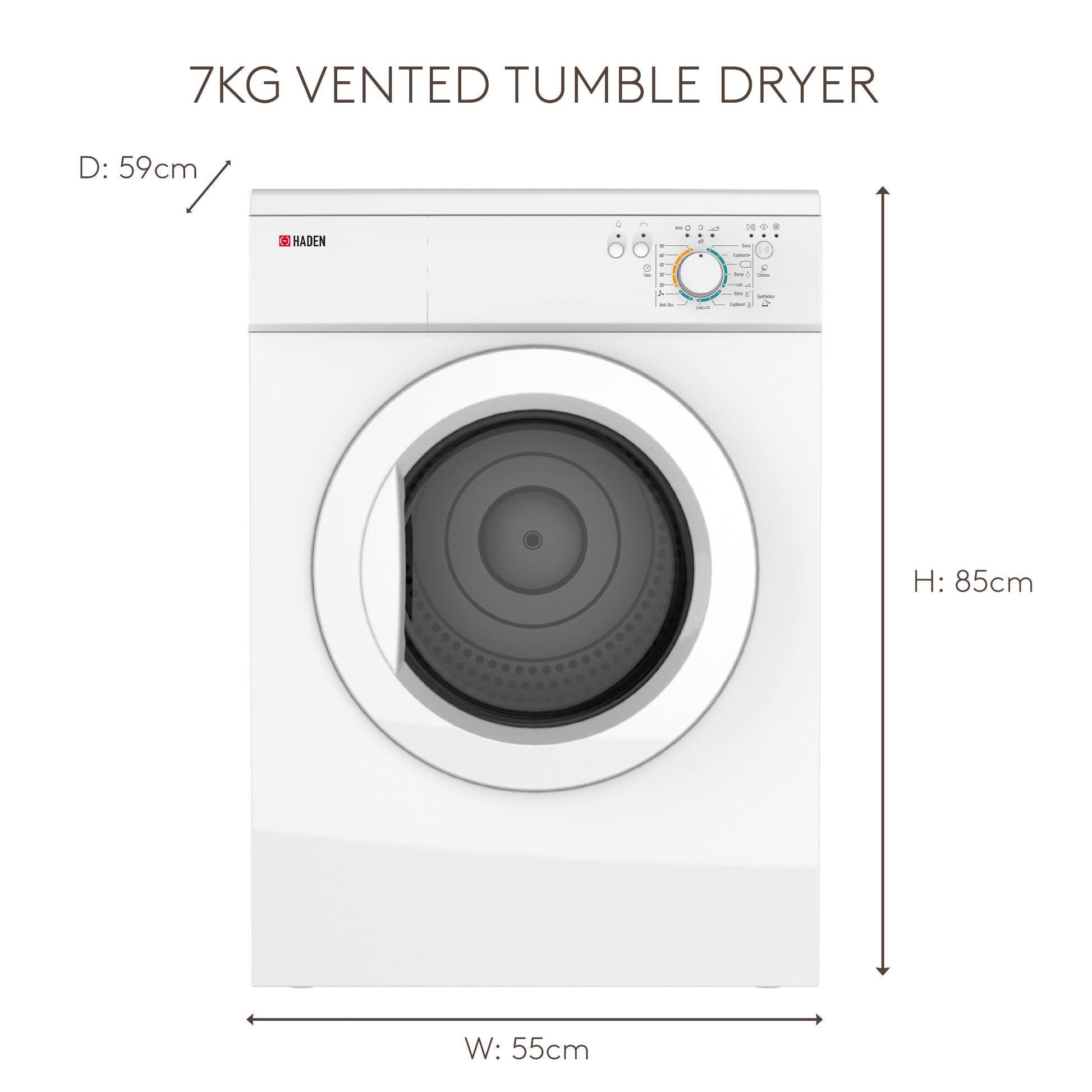 HVT7W 7kg Vented Tumble Dryer Laundry Haden