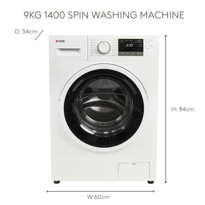 HW9140W 9kg 1400 Spin Washing Machine Laundry Haden
