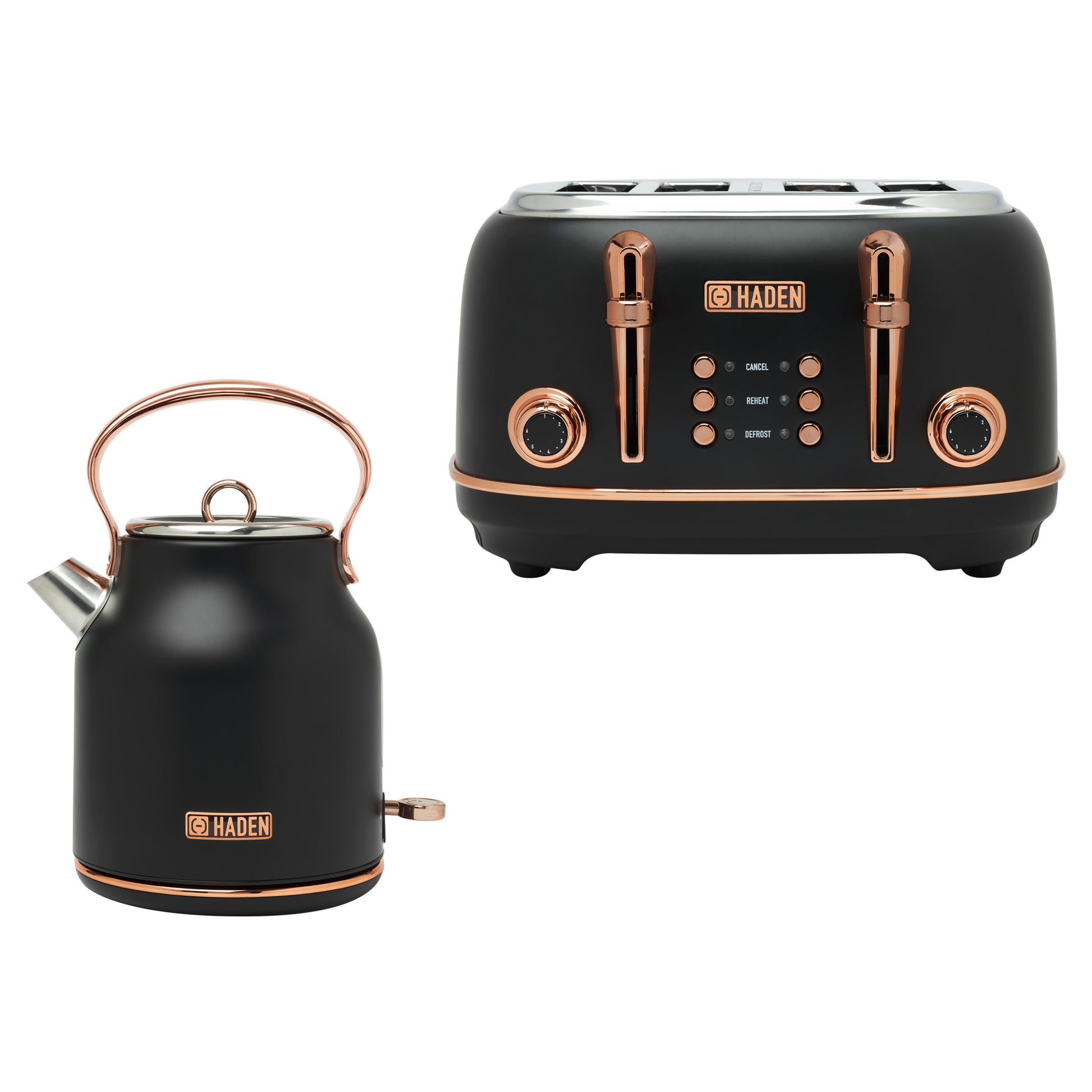 Haden Heritage Black & Copper Bundle – Set of Kettle + 4 Slice Toaster Bundle Haden