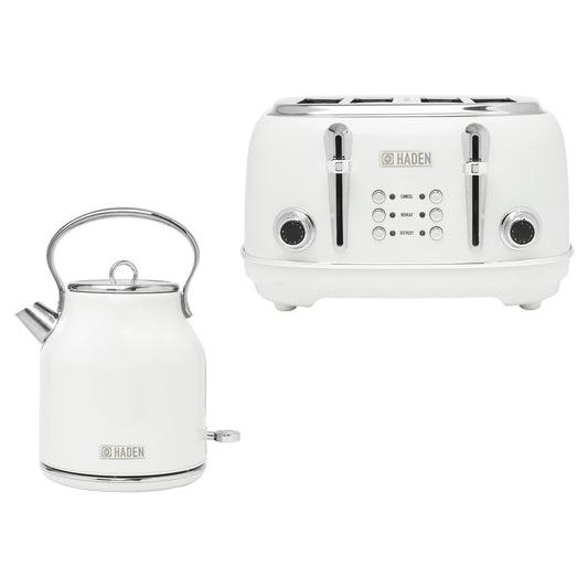 Haden Heritage Ivory Kettle and 4 Slice Toaster Twin Pack Bundle Haden