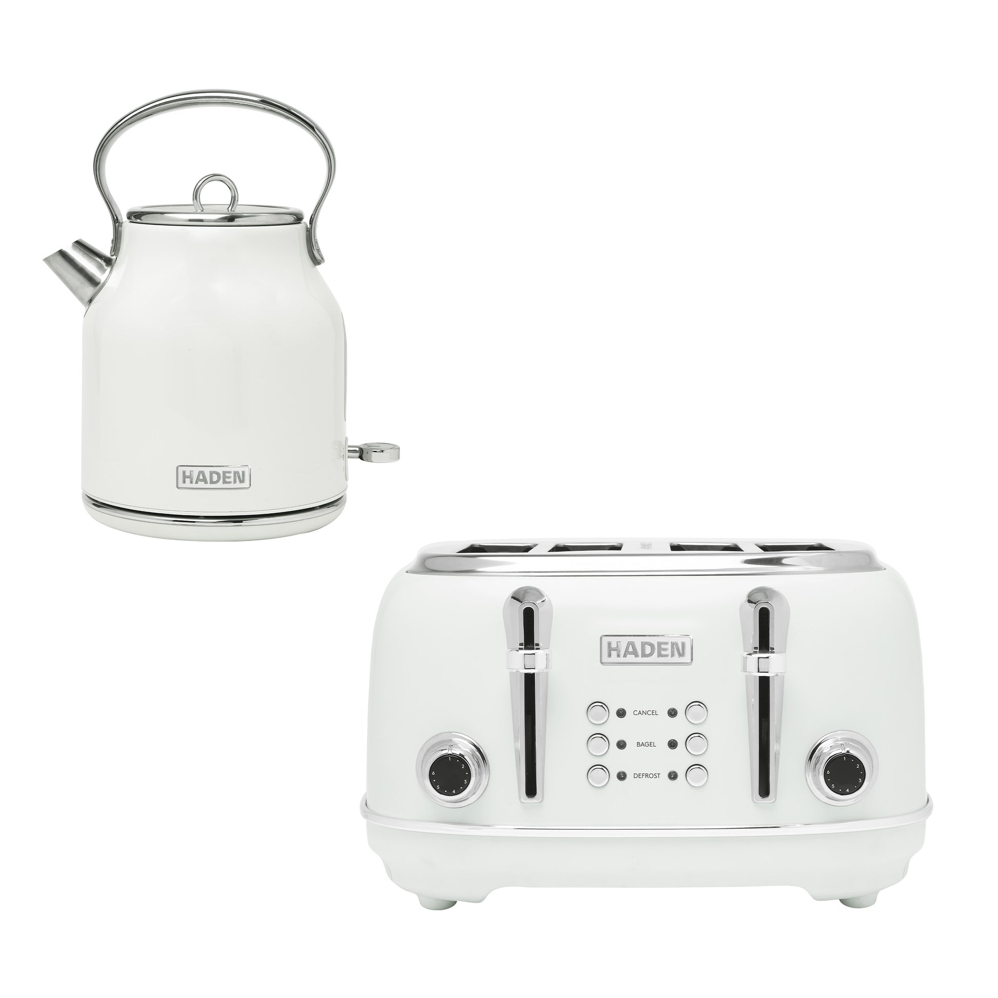 Haden Heritage Ivory Kettle and 4 Slice Toaster Twin Pack Bundle Haden