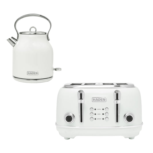 Haden Heritage Ivory Kettle and 4 Slice Toaster Twin Pack Bundle Haden