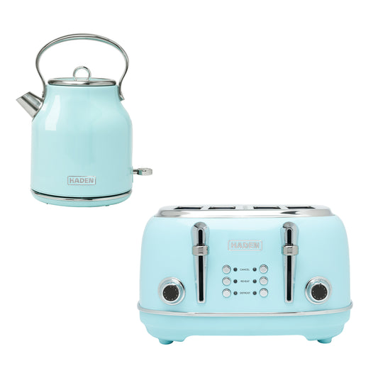 Haden Heritage Turquoise Bundle – Set of Kettle + 4 Slice Toaster Bundle Haden