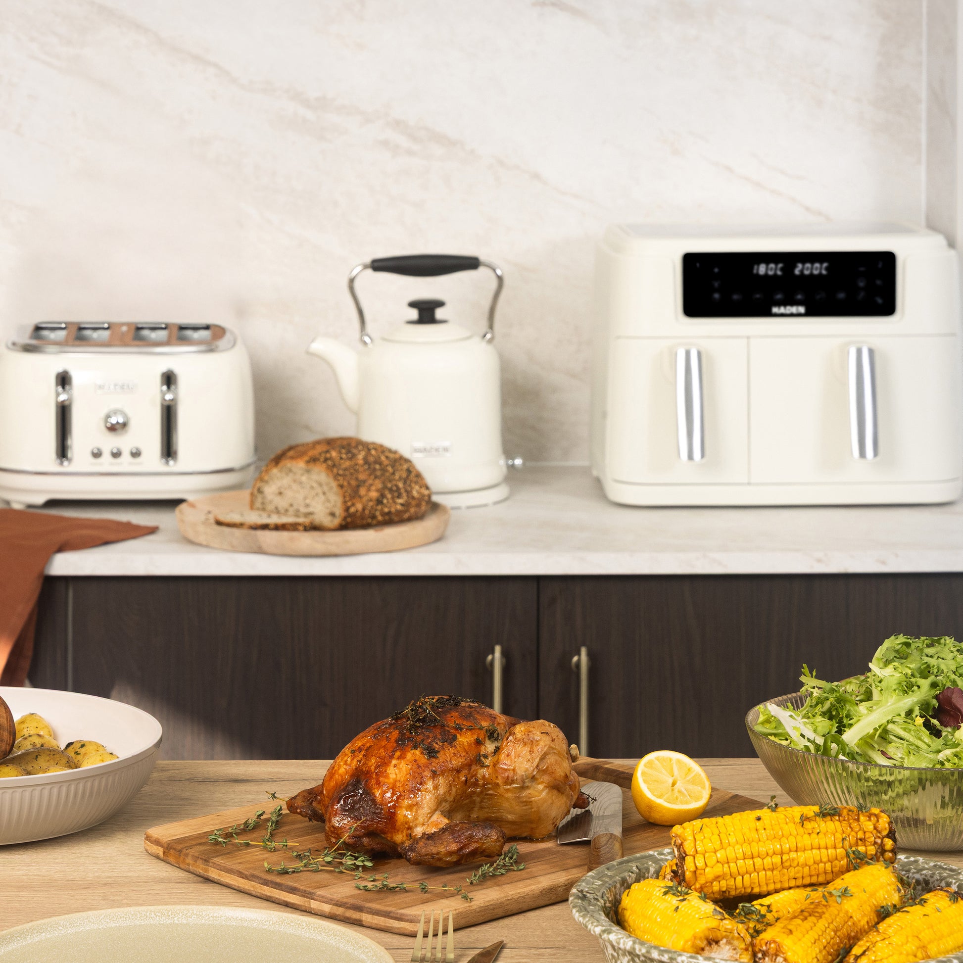 Haden Highclere Cream Kettle, Toaster and Air Fryer Bundle Bundle Haden