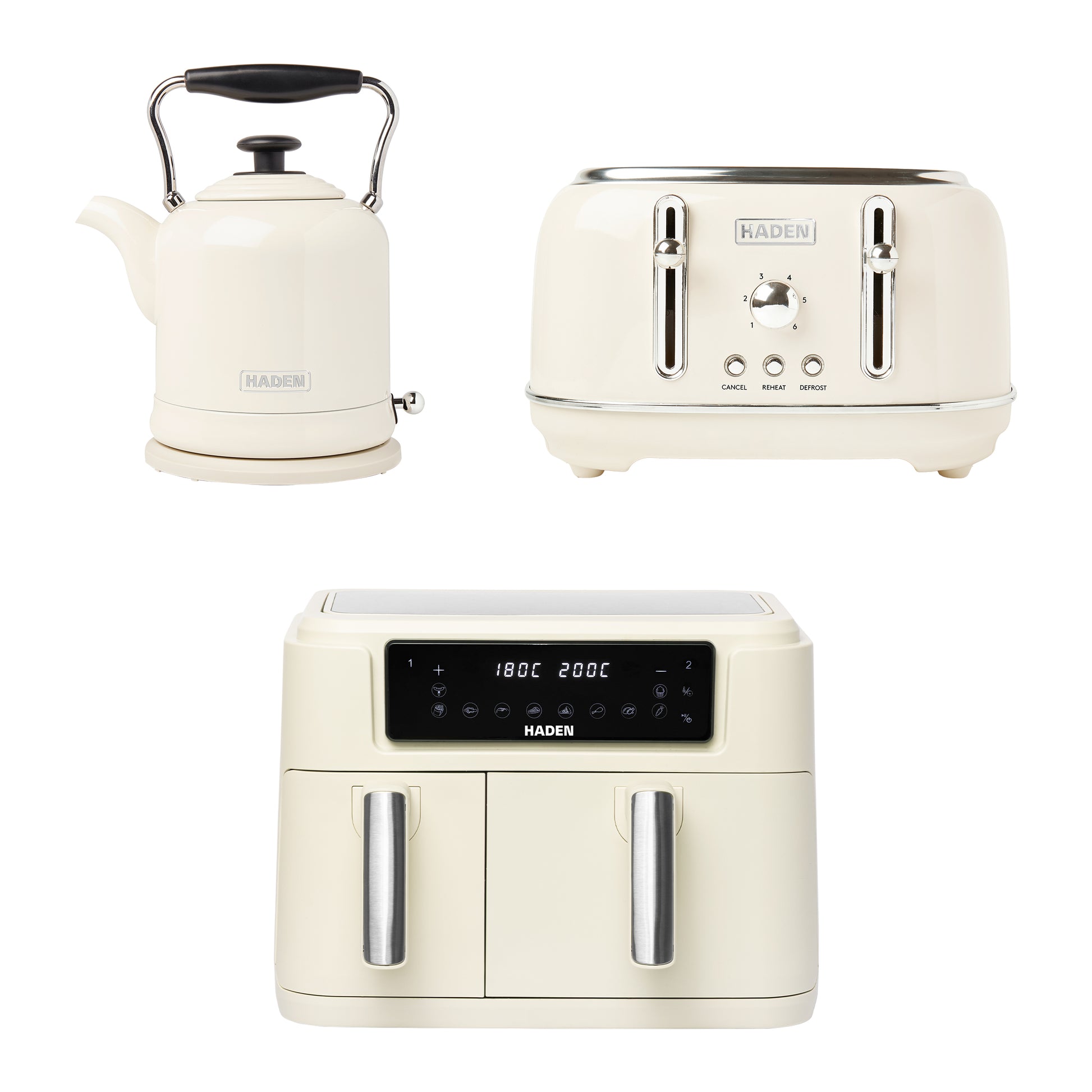 Haden Highclere Cream Kettle, Toaster and Air Fryer Bundle Bundle Haden