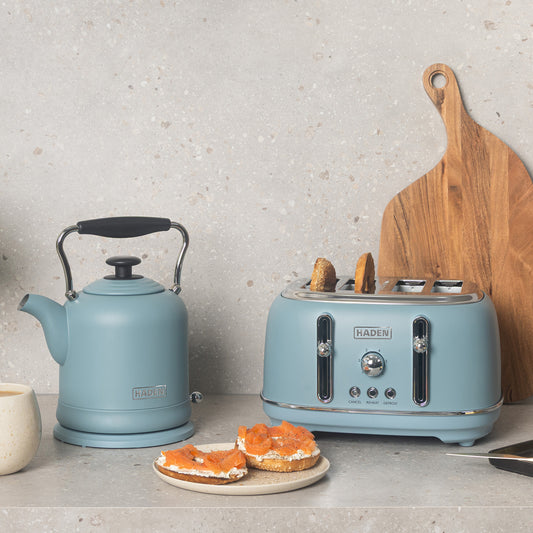 Haden Highclere Poole Blue Kettle and Toaster Bundle Bundle Haden
