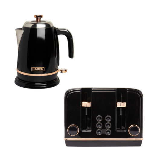 Salcombe Black & Copper Bundle Kettle + Toaster Bundle Haden