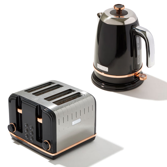 Salcombe Black & Copper Bundle Kettle + Toaster Bundle Haden