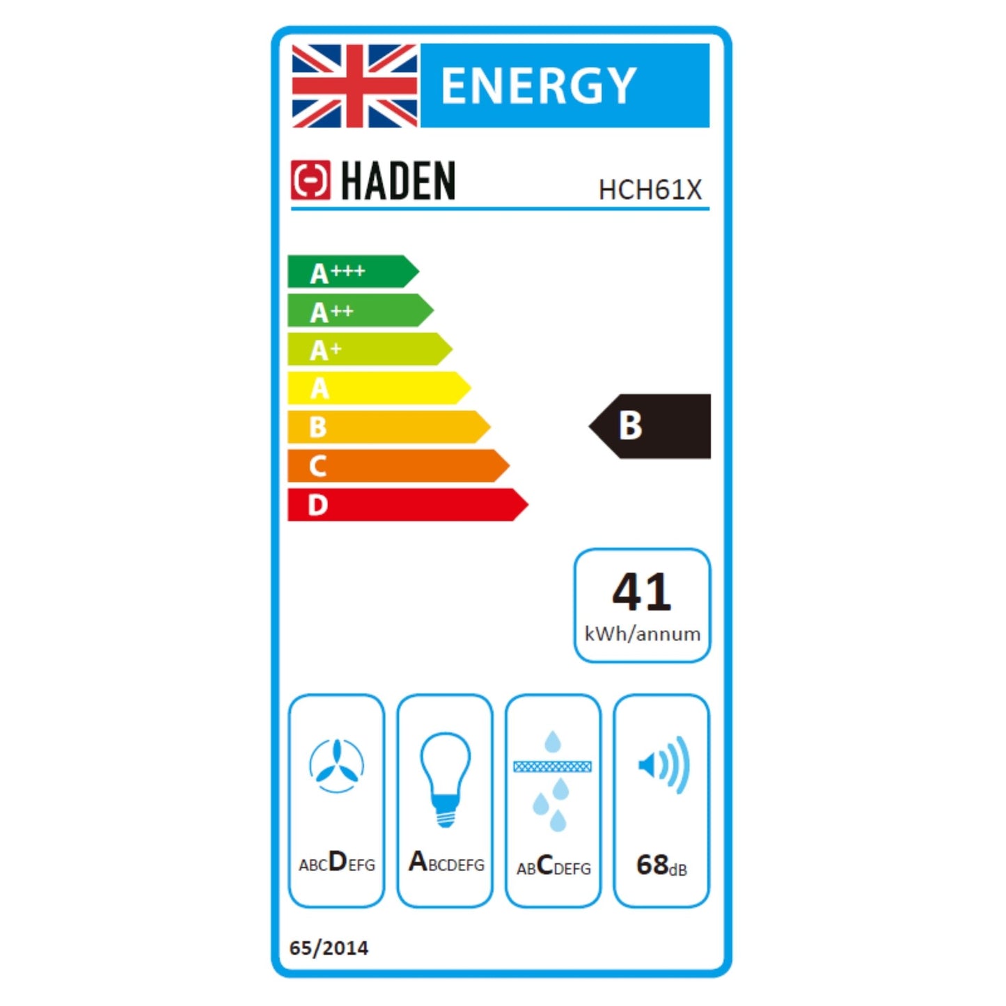 HCH61X 60cm Chimney Cooker Hood cooker hood Haden