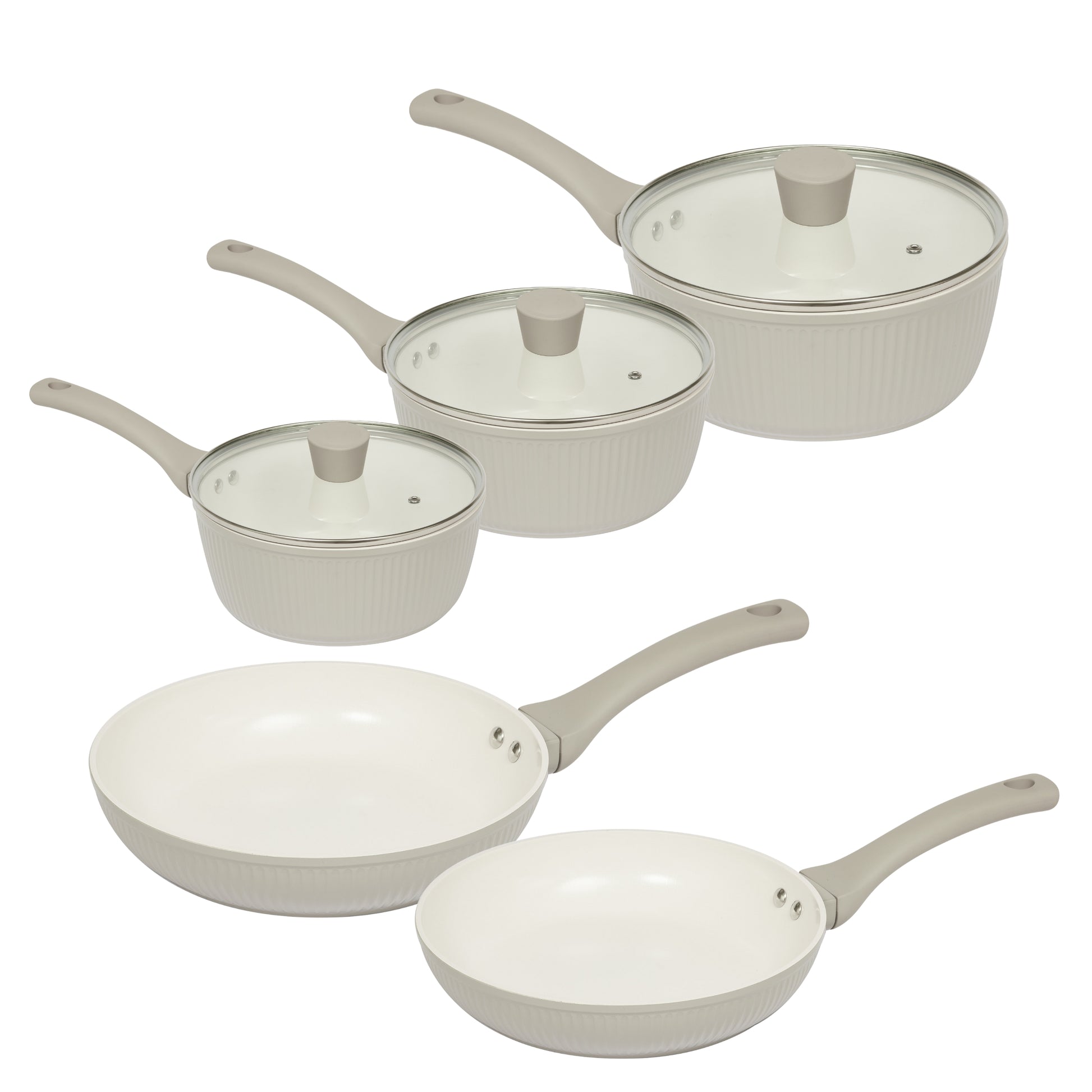 5 Piece Cookware Set (16, 18, 20cm saucepans and 24, 28cm frying pans) Kitchen Sabichi Homewares
