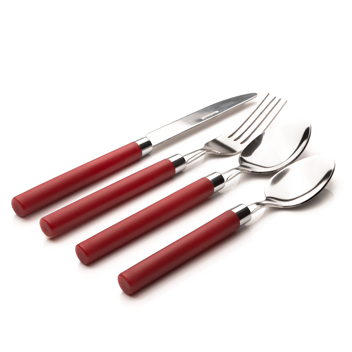 Red Round Handle 16pc Cutlery Set Dining Sabichi Homewares Ltd Red