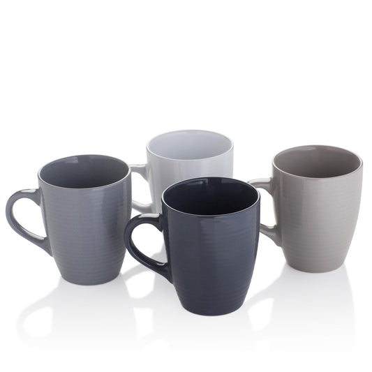 Textured Set of 4 Mugs Dining Sabichi Homewares Ltd Grey Stoneware 13oz