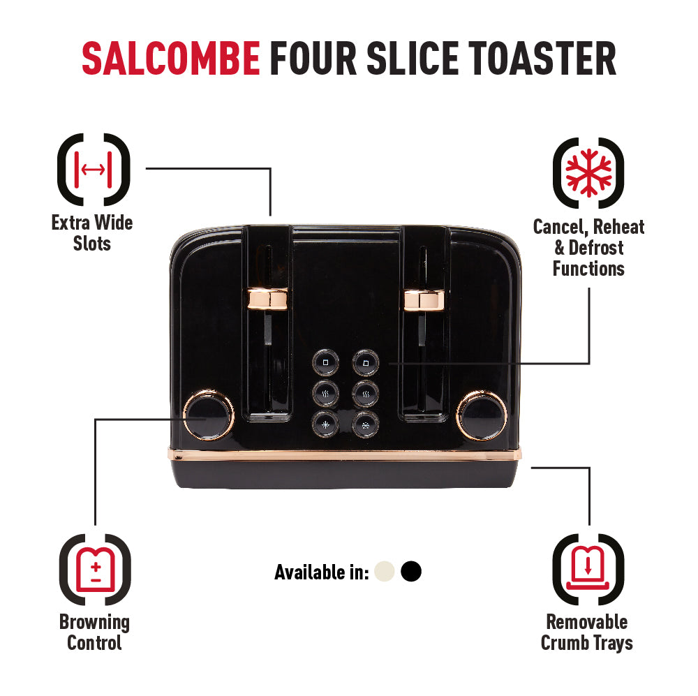 Haden Black and Copper 4 Slice Toaster