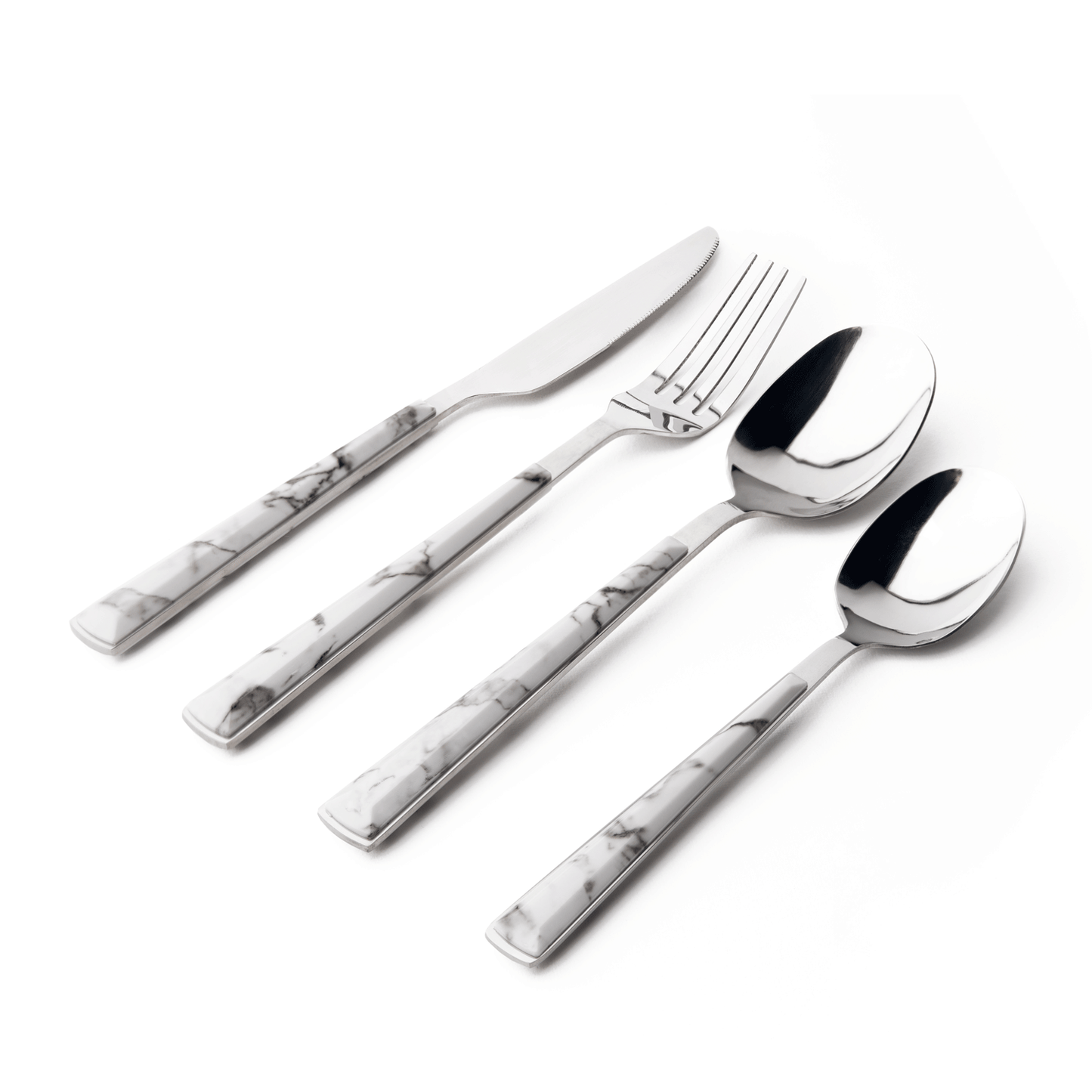 Marble 16pc Cutlery Set Dining Sabichi Homewares Ltd Grey, White