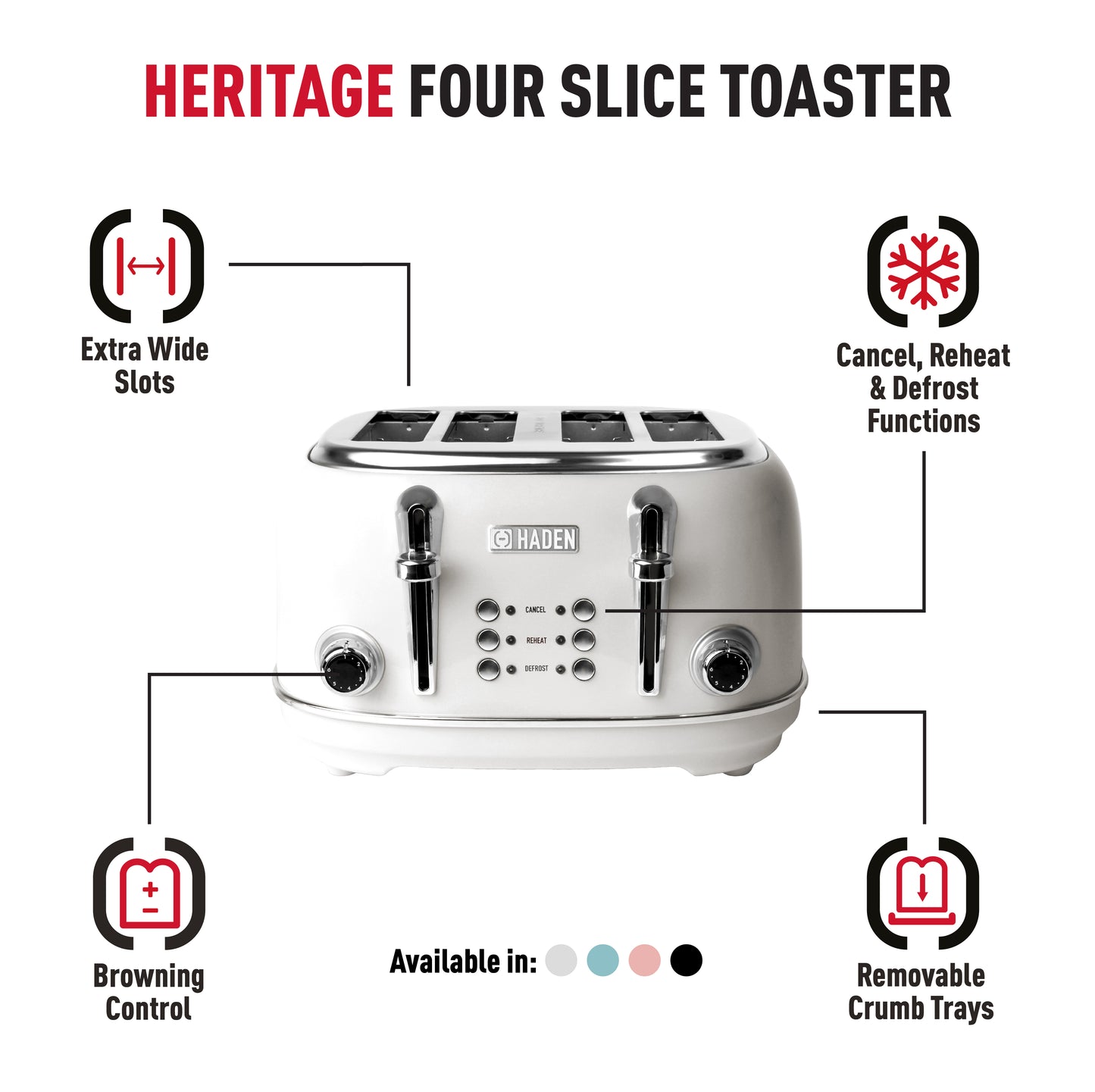 Haden Heritage Ivory 4 Slice Toaster