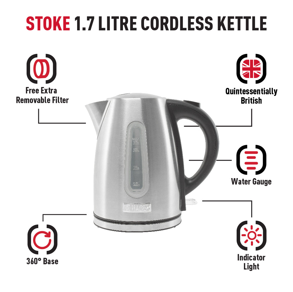 Haden Stoke Brushed Steel Kettle Electric Kettles Haden