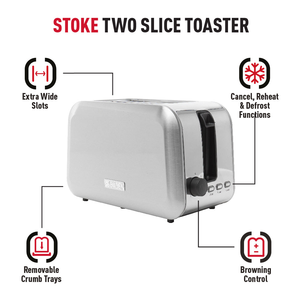 Haden Stoke Brushed Steel 2 Slice Toaster