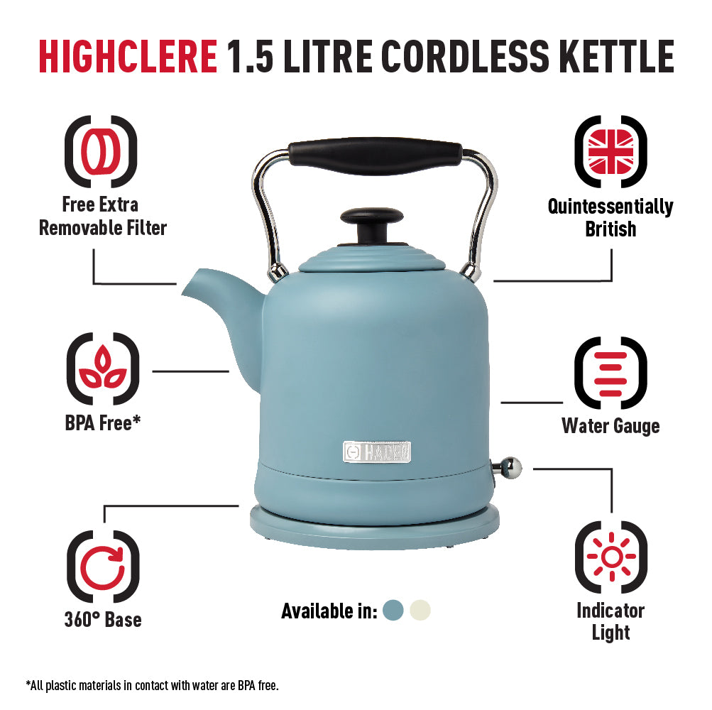 Haden Highclere Poole Blue Kettle Electric Kettles Haden