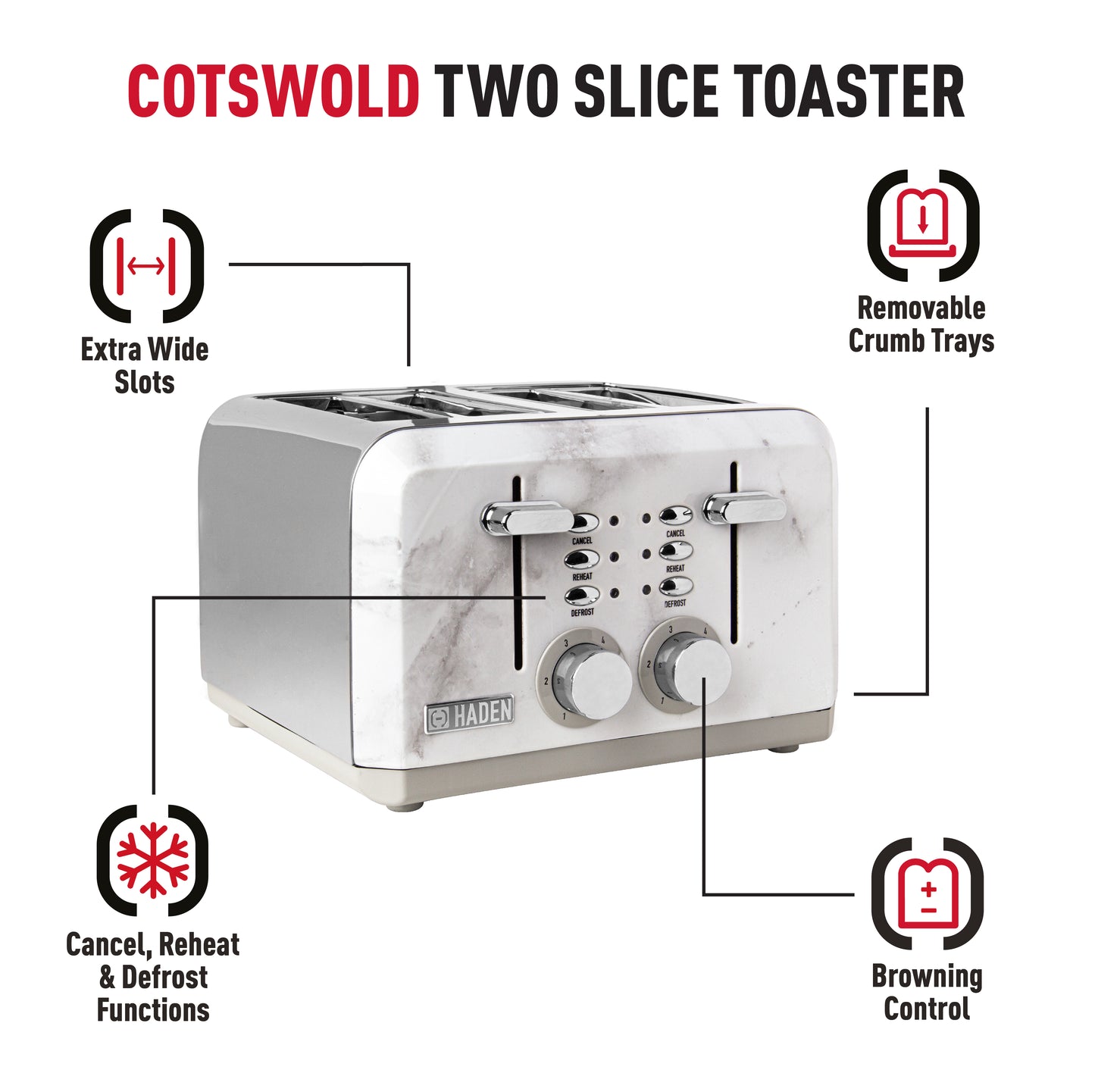 Haden Cotswold Marble 4 Slice Toaster Toasters Haden