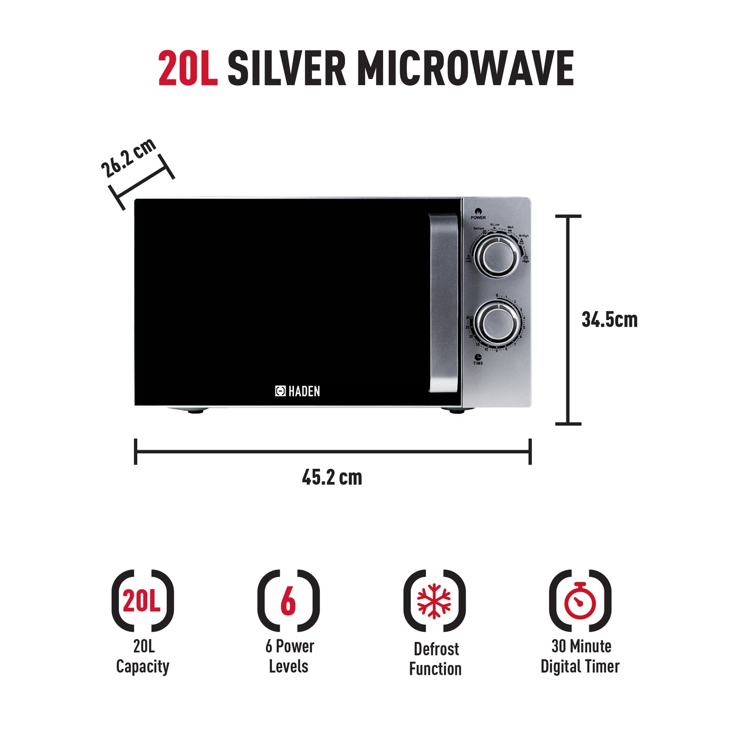 Haden 20L Silver Microwave