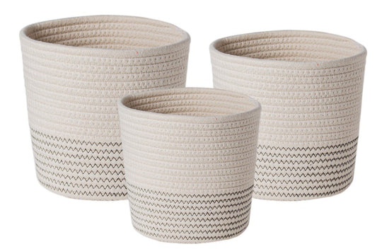 Set of 3 Cotton Rope Woven Baskets