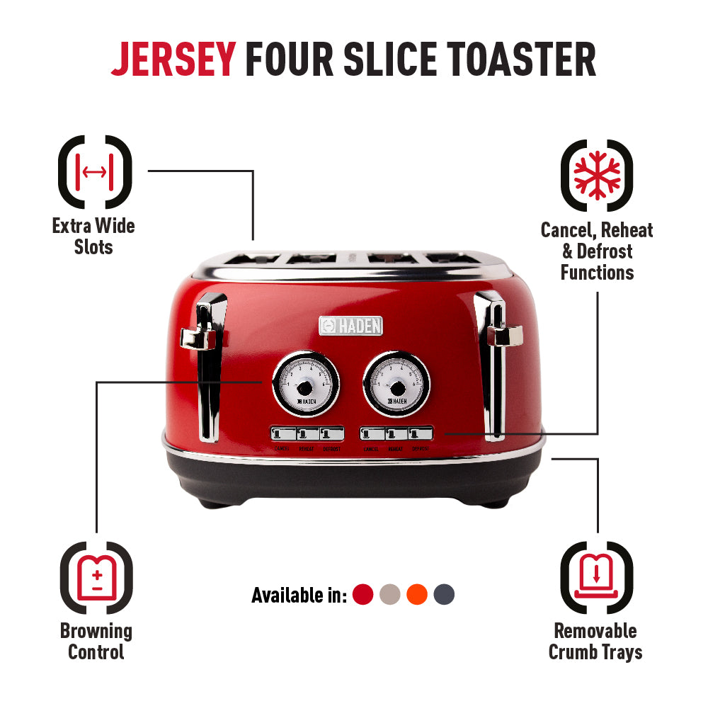 Haden Jersey Red 4 Slice Toaster