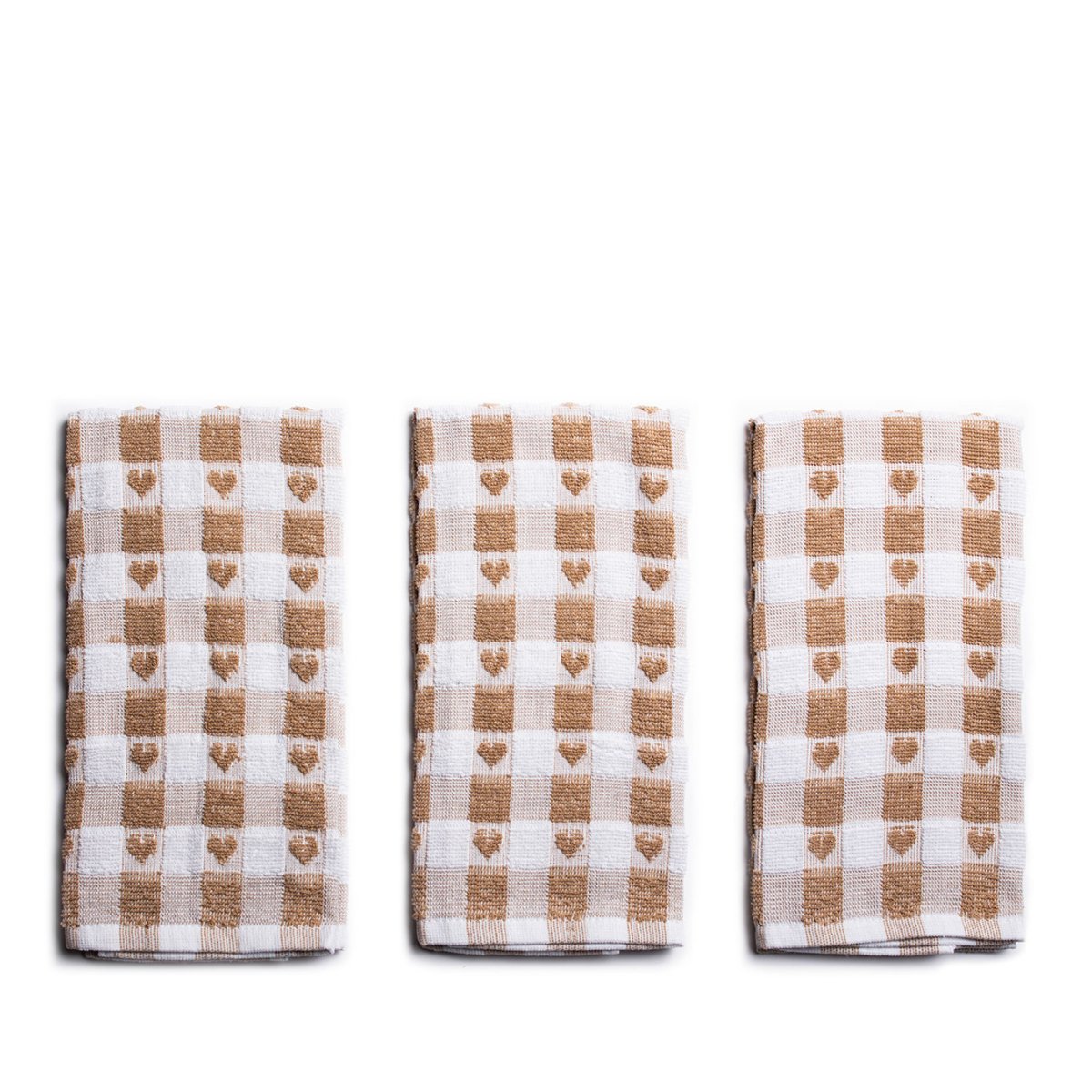 Set of 3 Putty Heart Tea Towels