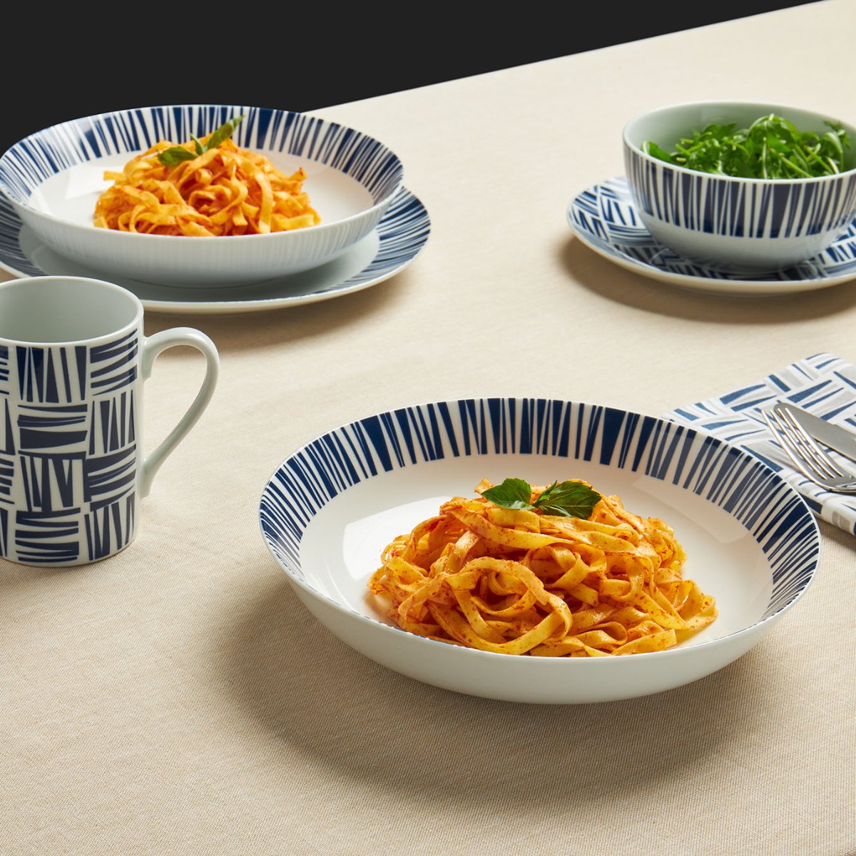 Brooklyn Set of 4 Pasta Bowls Navy Dining Sabichi Homewares Ltd