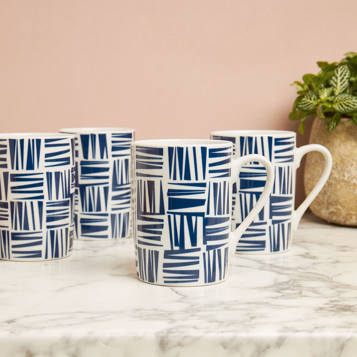 Brooklyn Navy Blue Set of 4 Mugs Dining Sabichi Homewares Ltd