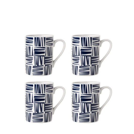 Brooklyn Navy Blue Set of 4 Mugs Dining Sabichi Homewares Ltd