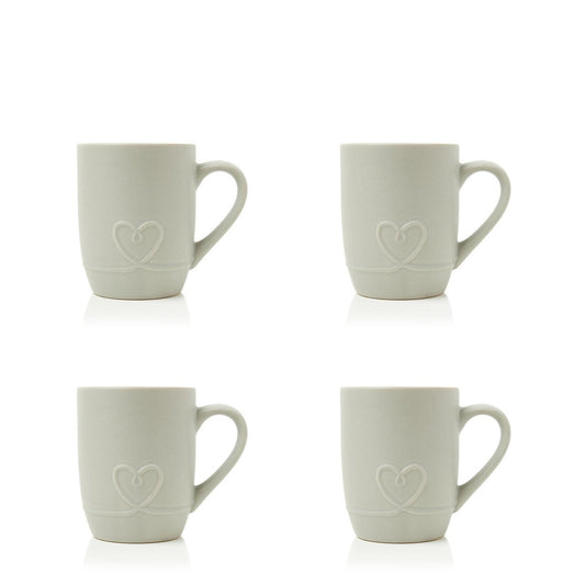 Embossed Heart 4pc Mug Set