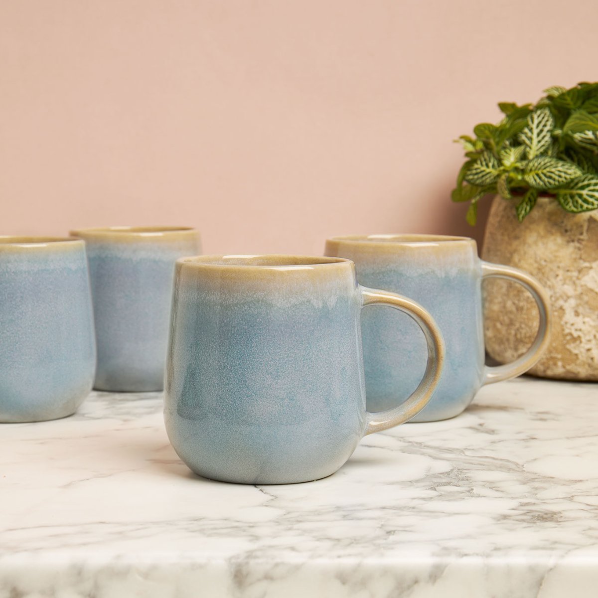 Reactive Glaze Grey 4pc Mug Set