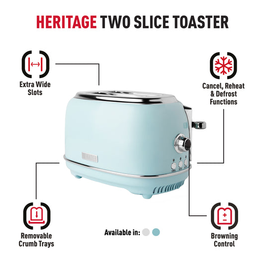 Haden Heritage 2-Slice Turquoise Toaster
