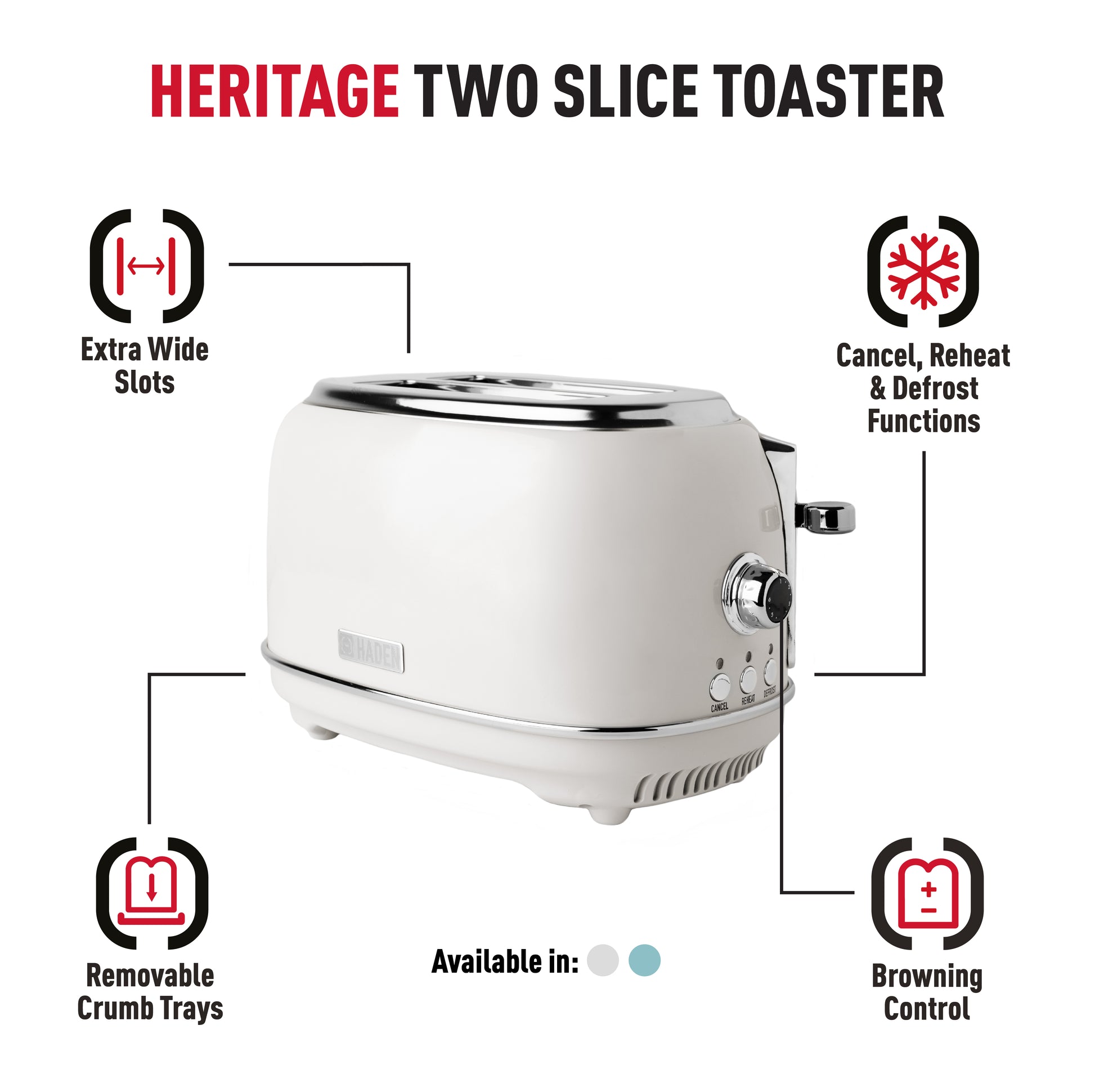 Haden Heritage 2-Slice Ivory Toaster Toasters Haden
