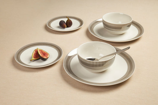 Sabichi 12pc Silver Stripe Dinner Set