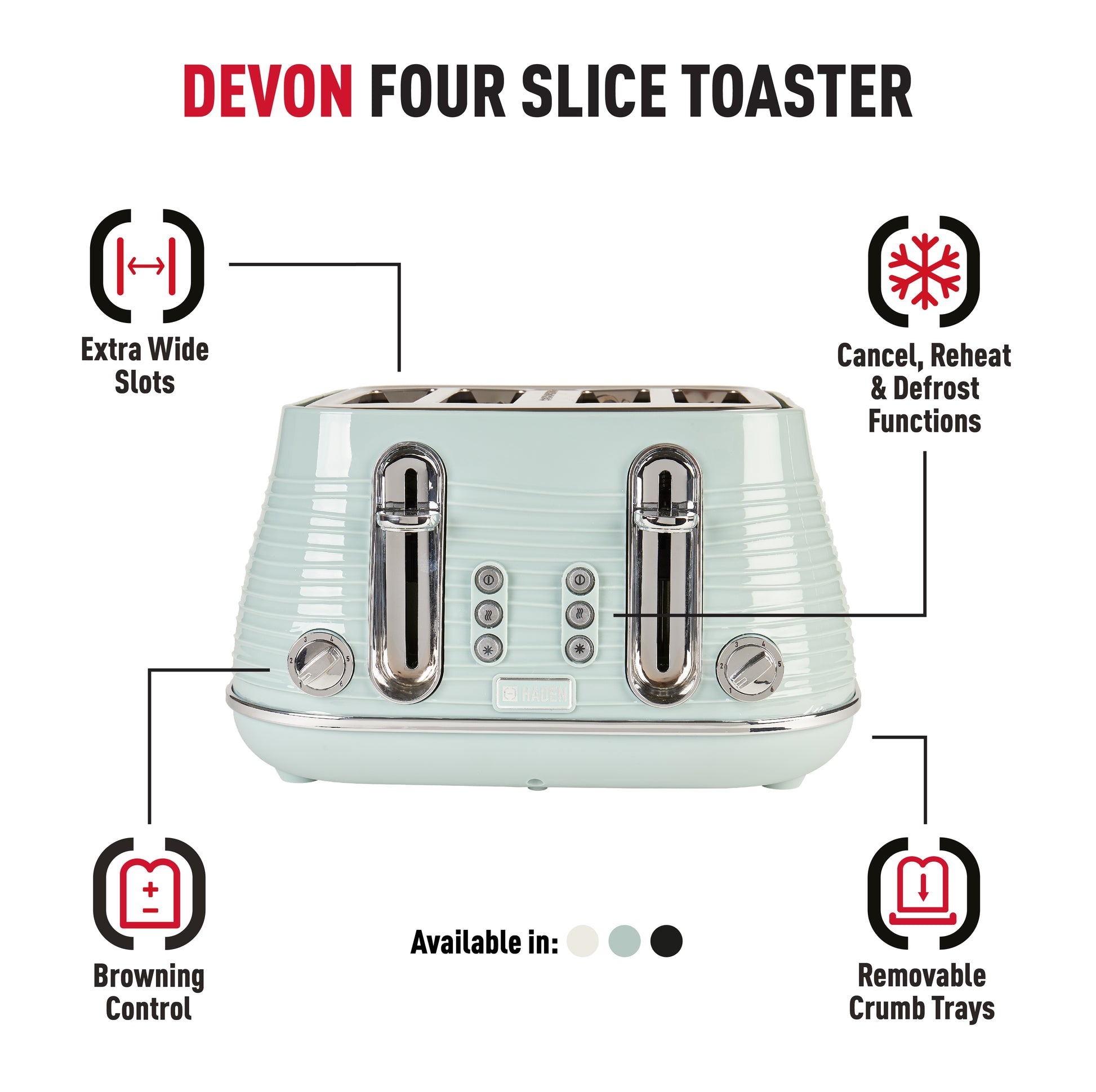 Haden Devon Eucalyptus 4 Slice Toaster Toasters Haden